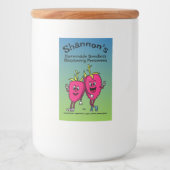 Raspberry Pals Grappige Cartoon Jam Pie en meer Voedselcontainer Etiket (Voorkant)