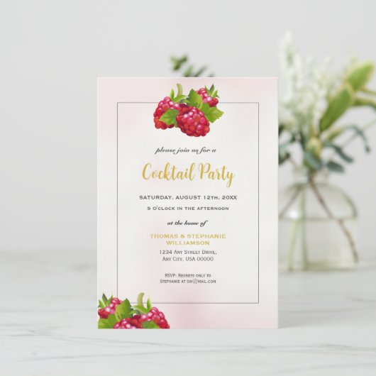 Raspberry Party Uitnodiging (Staand voorkant)