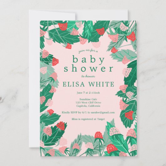 Raspberry Patch Schattige Kleurrijk Custom BABY SH Kaart (Voorkant)