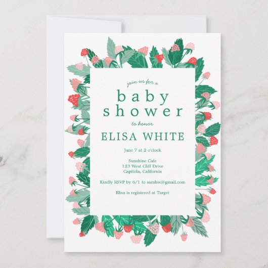 Raspberry Patch Schattige Kleurrijk Custom BABY SH Kaart (Voorkant)