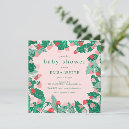 Raspberry Patch Schattige Kleurrijk Custom BABY SH Kaart (Staand voorkant)