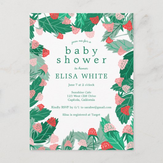 Raspberry Patch Schattige Kleurrijk Custom BABY SH Uitnodiging Briefkaart (Voorkant)