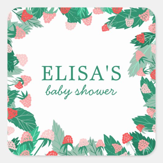 Raspberry Patch Schattige Kleurrijk Custom BABY SH Vierkante Sticker (Voorkant)
