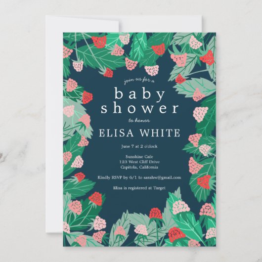 Raspberry Patch Schattigee Custom QR Code BABY SHO Kaart (Voorkant)