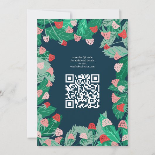 Raspberry Patch Schattigee Custom QR Code BABY SHO Kaart (Achterkant)