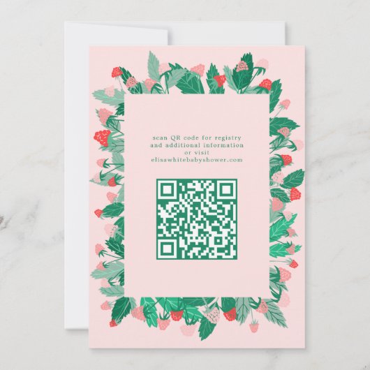 Raspberry Patch Schattigee Custom QR Code BABY SHO Kaart (Achterkant)