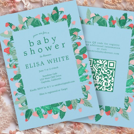 Raspberry Patch Schattigee Custom QR Code BABY SHO Kaart