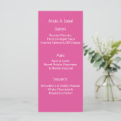 Raspberry Pink And White Menu Card (Staand voorkant)