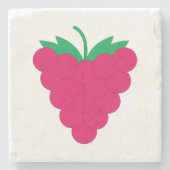 Raspberry Pink Berry Fruit Stenen Onderzetter (Voorkant)