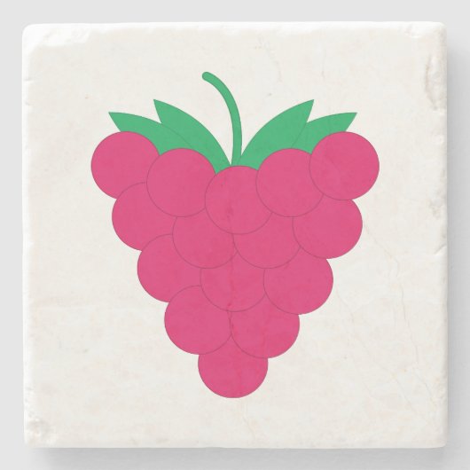 Raspberry Pink Berry Fruit Stenen Onderzetter (Voorkant)