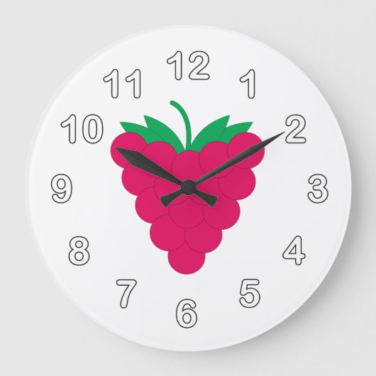 Raspberry Pink Berry Fruit with Numbers Grote Klok (Voorkant)