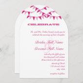 Raspberry Pink Bunting Pennant Wedding Invitations Kaart (Voorkant / Achterkant)