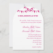 Raspberry Pink Bunting Pennant Wedding Invitations Kaart (Voorkant)