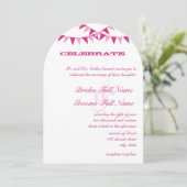 Raspberry Pink Bunting Pennant Wedding Invitations Kaart (Staand voorkant)