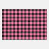  Raspberry Pink en Black Buffalo Plaid Inpakpapier Vel (Voorkant 2)