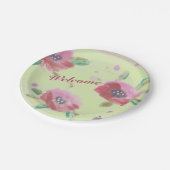 Raspberry Pink en Bourgogne Watercolor Papieren Bordje (Gekanteld)