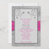Raspberry Pink en Pewter Monogrammed Invitation Kaart (Achterkant)