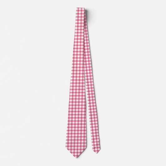 Raspberry Pink Gingham Pset Checked Pattern Stropdas (Voorkant)