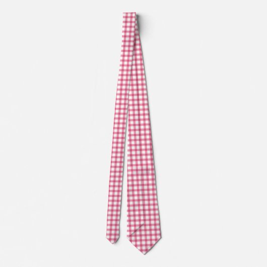 Raspberry Pink Gingham Pset Checked Pattern Stropdas (Achterkant)