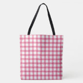 Raspberry Pink Gingham Pset Checked Pattern Tote Bag (Voorkant)