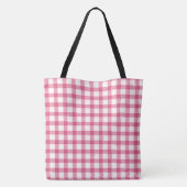 Raspberry Pink Gingham Pset Checked Pattern Tote Bag (Achterkant)