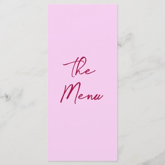 Raspberry Pink Hand Drawn Floral Wedding Menu  (Achterkant)