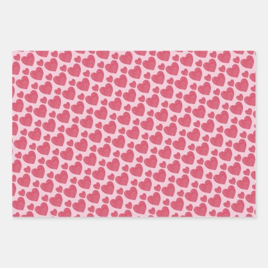 Raspberry Pink Hearts Inpakpapier Vel (Voorkant 2)