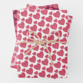 Raspberry Pink Hearts Inpakpapier Vel (In situ)