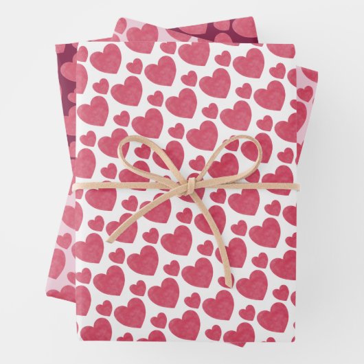 Raspberry Pink Hearts Inpakpapier Vel (In situ)