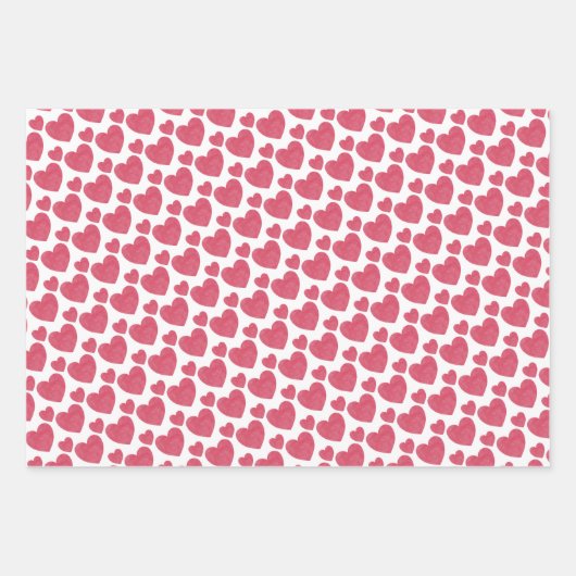 Raspberry Pink Hearts Inpakpapier Vel (Voorkant)