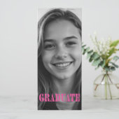 Raspberry Pink Modern Graduation Announcement Card Kaart (Staand voorkant)