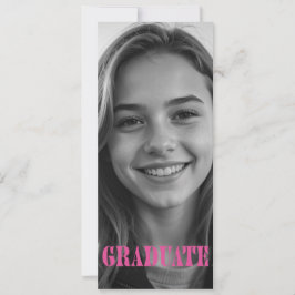 Raspberry Pink Modern Graduation Announcement Card Kaart