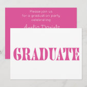 Raspberry Pink Modern Graduation Party Invitation (Voorkant / Achterkant)