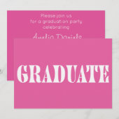 Raspberry Pink Modern Graduation Party Invitation (Voorkant / Achterkant)