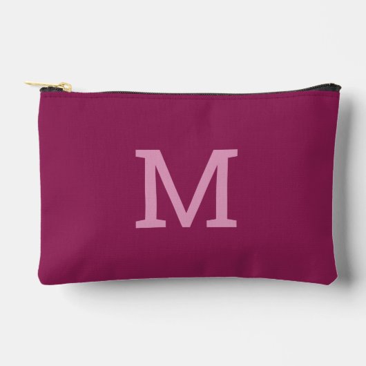 Raspberry Pink Monogram Initiaal Kosmetische Zakza Etui (Voorkant)