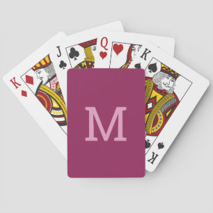 Raspberry Pink Monogram Initiaal Speelkaarten