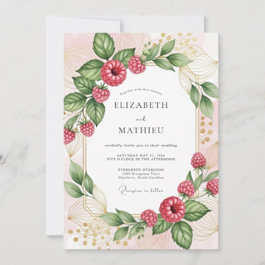 Raspberry Pink Radiant Berry Wedding Kaart (Voorkant)