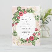 Raspberry Pink Radiant Berry Wedding Kaart (Staand voorkant)