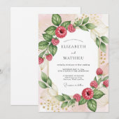 Raspberry Pink Radiant Berry Wedding Kaart (Voorkant / Achterkant)