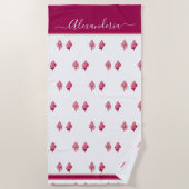 Raspberry Pink Seashell Shell Tropisch preppy roze Strandlaken (Voorkant)