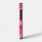 Raspberry Pink Strepen Aangepaste Monogram Naam iPhone Hoesje (Linkerkant)