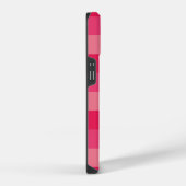 Raspberry Pink Strepen Aangepaste Monogram Naam iPhone Hoesje (Rechterkant)
