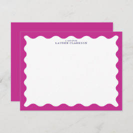 Raspberry Pink Wavy Frame Note Card Kaart