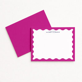 Raspberry Pink Wavy Frame Note Card Kaart