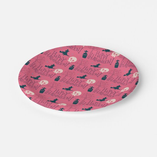 Raspberry Pink Witches Halloween Papieren Bordje (Gekanteld)