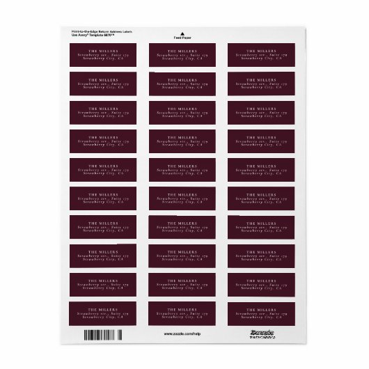 Raspberry \ Plain Bourgogne geeft adres terug Etiket (Full Sheet)