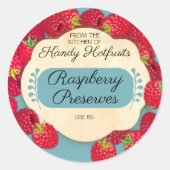 Raspberry raspberries jam jelly preserves canning ronde sticker (Voorkant)