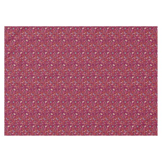 Raspberry Red Boho Bloeiende Takken Tafelkleed (Voorkant (Horizontaal))