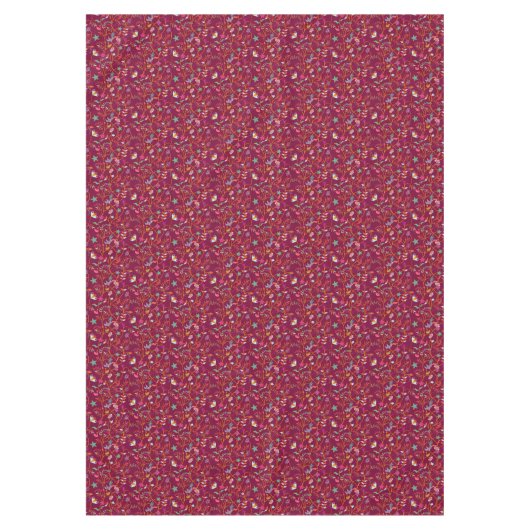 Raspberry Red Boho Bloeiende Takken Tafelkleed (Voorkant)