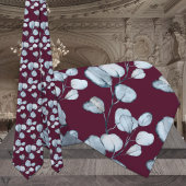 Raspberry Red Dusty Blue Eucalyptus Weddenschap Stropdas